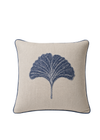 ALMOFADA BORDADO GINKO MARINHO BASE NATURAL CLARO VIVO