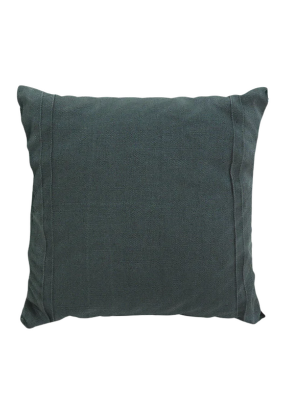 Almofada Nina com Nervura Linho 409 Washed cor Azul Petróleo