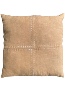  Almofada Pesponto Cross 55x55 Linho Gallia Camelo-Off white