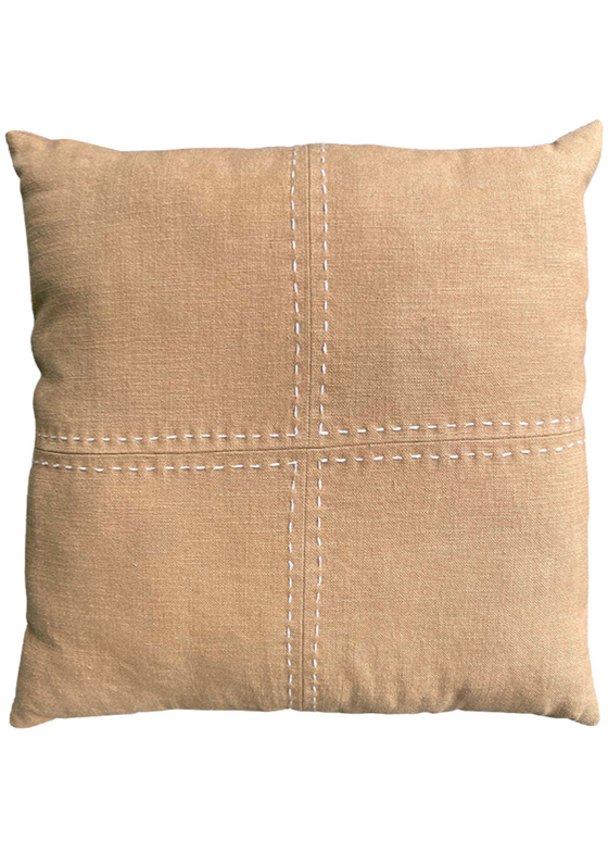 Almofada Pesponto Cross 55x55 Linho Gallia Camelo-Off white