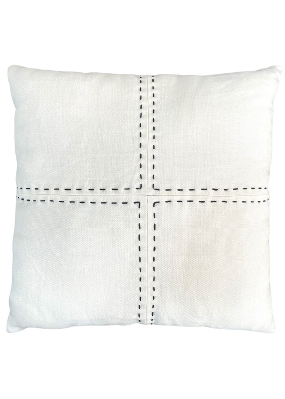 Almofada Linho 409 Pesponto Cross 55X55 cor Preto