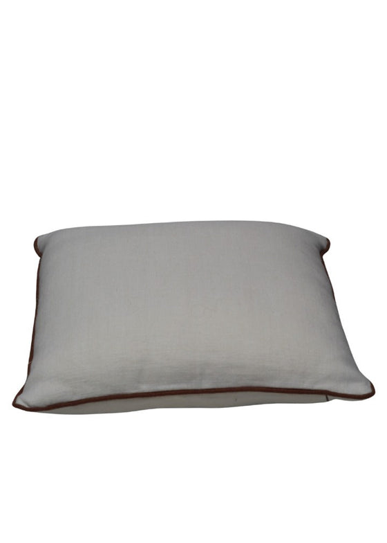Almofada Maria Base Marfim Charuto 50x50 Linho Gallia Stonado
