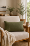Almofada Pesponto - Linho 309 Washed Cores Musgo- Linha Cru