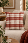 Almofada Simples Xadrez Tweed Cru/Terracota