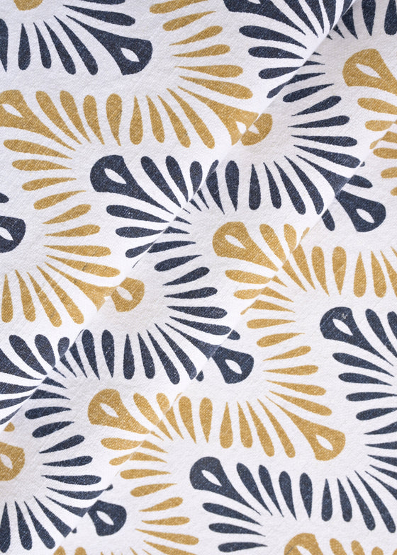 Algodão St Clair Estampado Delfos Washed cor Marinho/Camelo