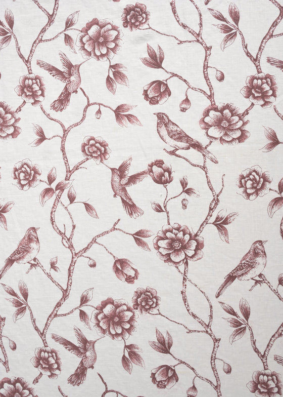 Linho Safari Passarinho Washed cor Romã