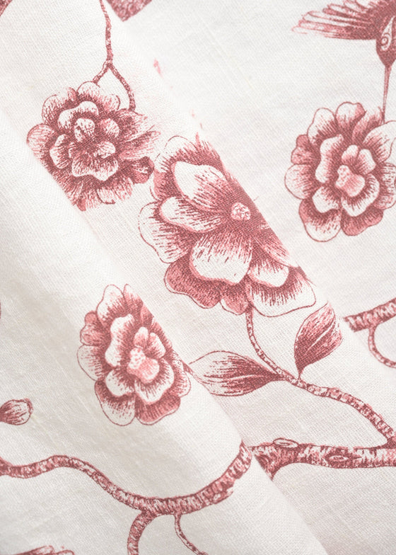 Linho Safari Passarinho Washed cor Romã