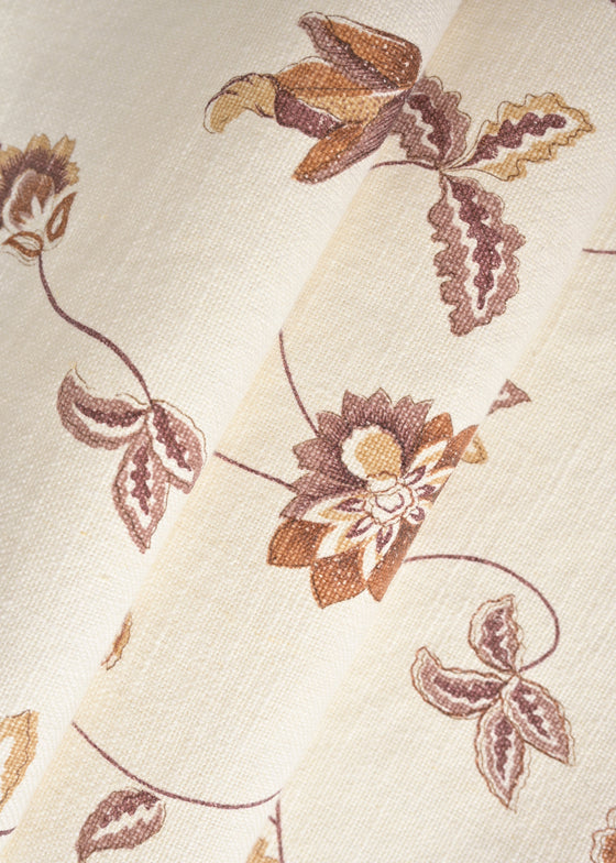 Linho Gallia Estampado Petra Stonado Romã/Mousse/Marrom Trufado