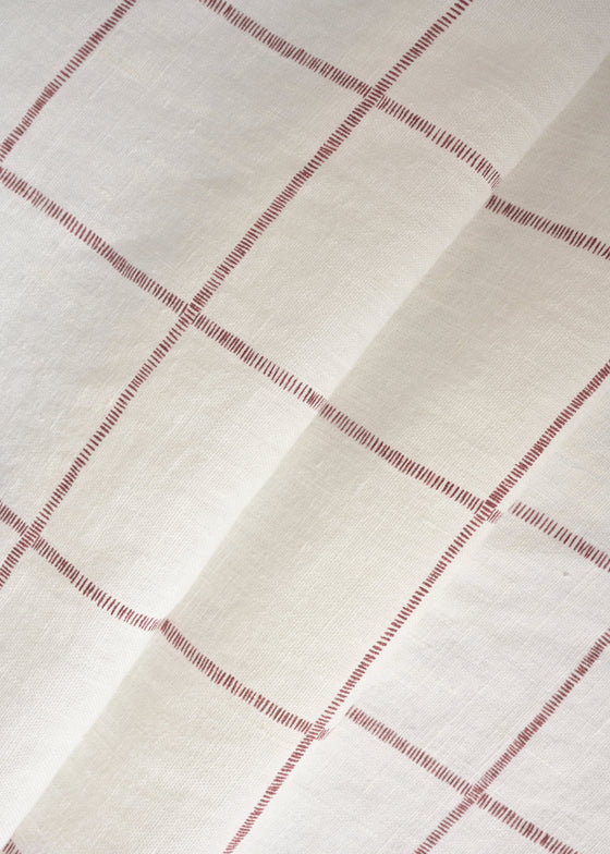 Linho Safari Estampado Xadrez Esteirinha Washed cor Romã