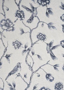  Linho Safari Estampado Passarinho Washed cor Marinho