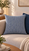 Almofada Simples Lona Artesanal  Cru e Azul